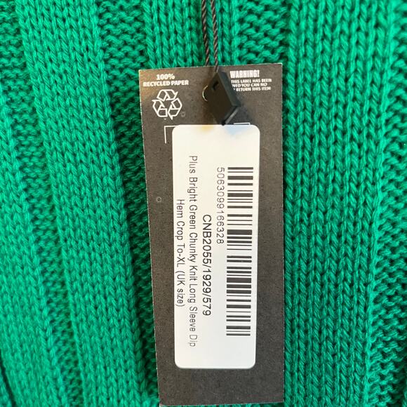 Pretty little thing chunky knit dip hem long sleeve green sweater UK Size XL NWT - Picture 3 of 5